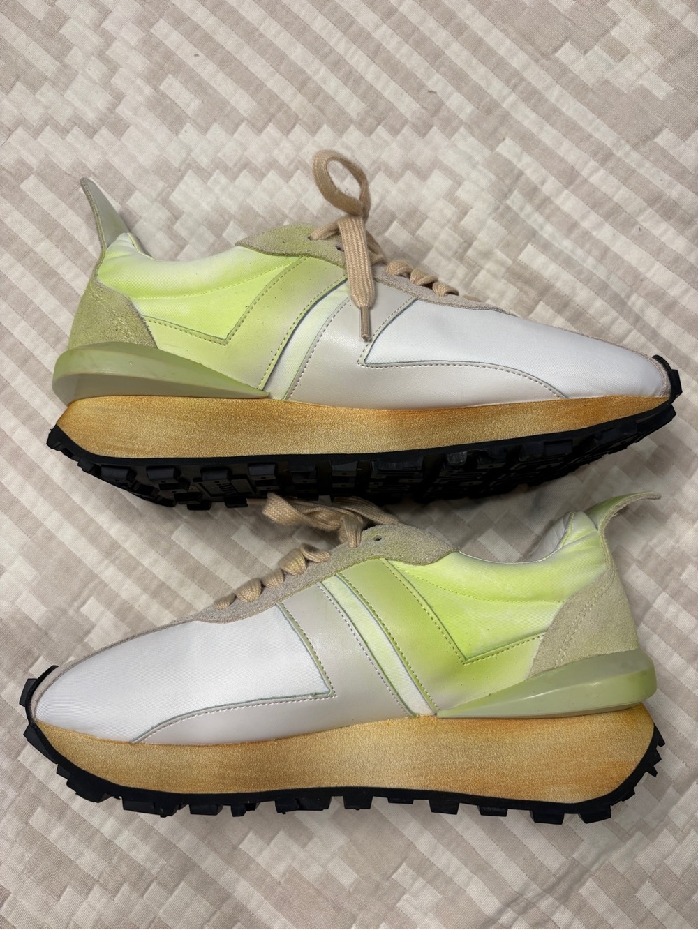 Lanvin Women’s Neon Green & White Bumpr Sneakers